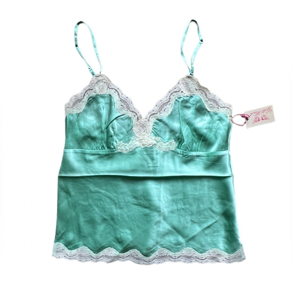 Gold Hawk Spring Jade Silk Lace Camisole Medium NWT